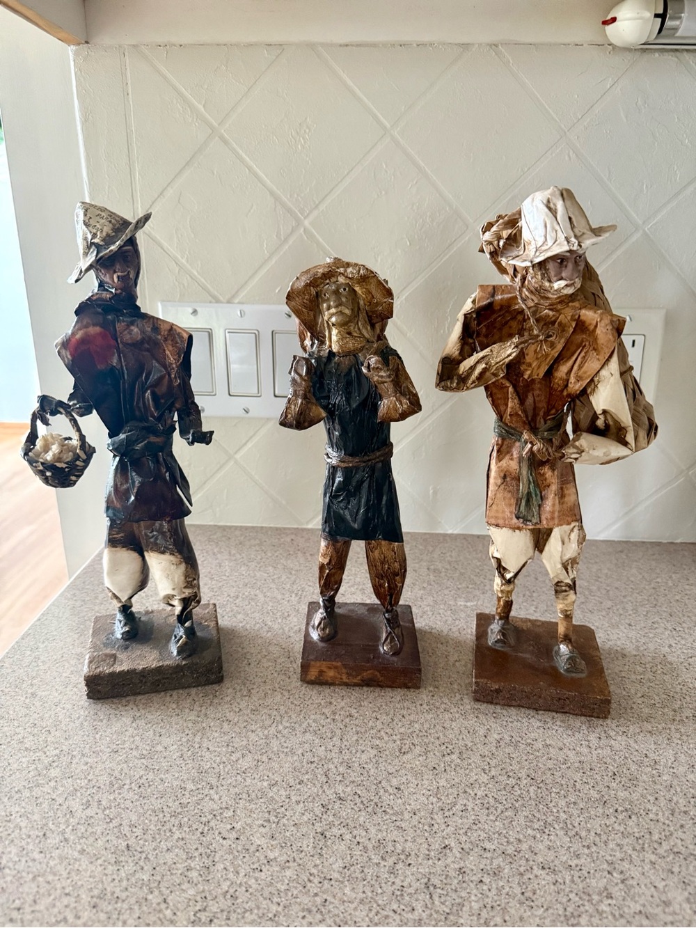 Vintage Mexican Folk Art Papier-Mache Sculptures Trio